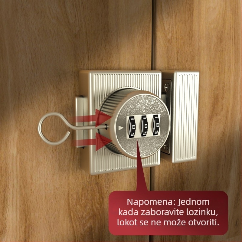 Brava bez bušenja s kodom za ladice, ormariće za cipele i garderobu; brava za dvostruka vrata protiv krađe
