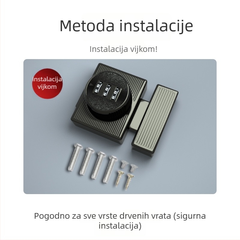 Brava bez bušenja s kodom za ladice, ormariće za cipele i garderobu; brava za dvostruka vrata protiv krađe