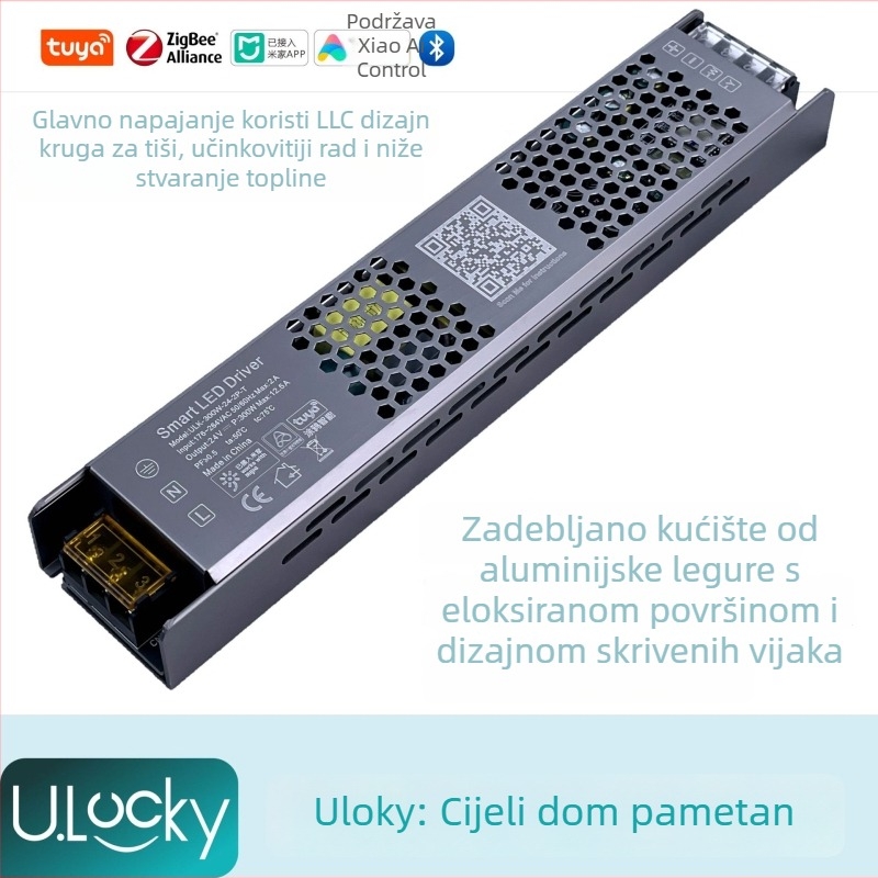 2-kanalni LED kontroler za traku s integriranim 220V transformatorom i napajanjem, upravljanje putem aplikacije