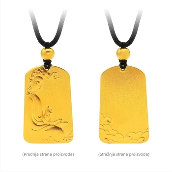 Guanyin privjesak na pozlaćenom bakrenom lančiću, unisex, retro stil, antički postupak izrade