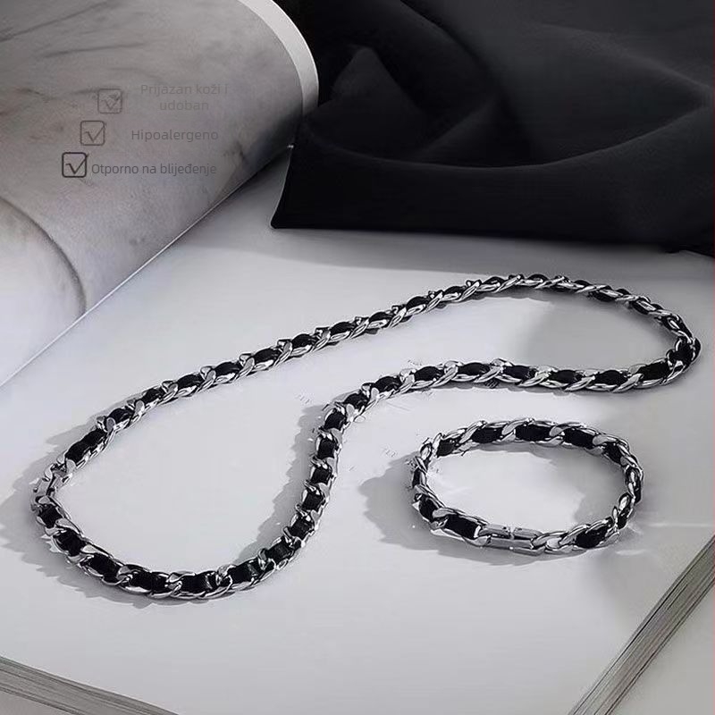 ZS ogrlica od titan čelika za muškarce, unisex, višeslojna geometrijska lanac za ključnicu, ručna izrada, podesiva duljina 21–50 cm