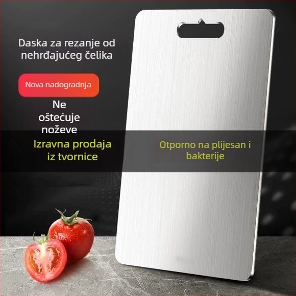 Nehrđajući čelik dvostrana ploča za rezanje, kuhinja, otporna na plijesan, za rezanje povrća, voća i tijesta