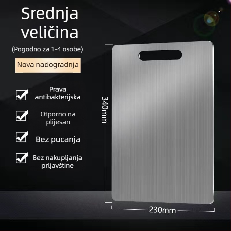 Nehrđajući čelik dvostrana ploča za rezanje, kuhinja, otporna na plijesan, za rezanje povrća, voća i tijesta