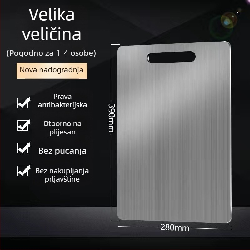 Nehrđajući čelik dvostrana ploča za rezanje, kuhinja, otporna na plijesan, za rezanje povrća, voća i tijesta