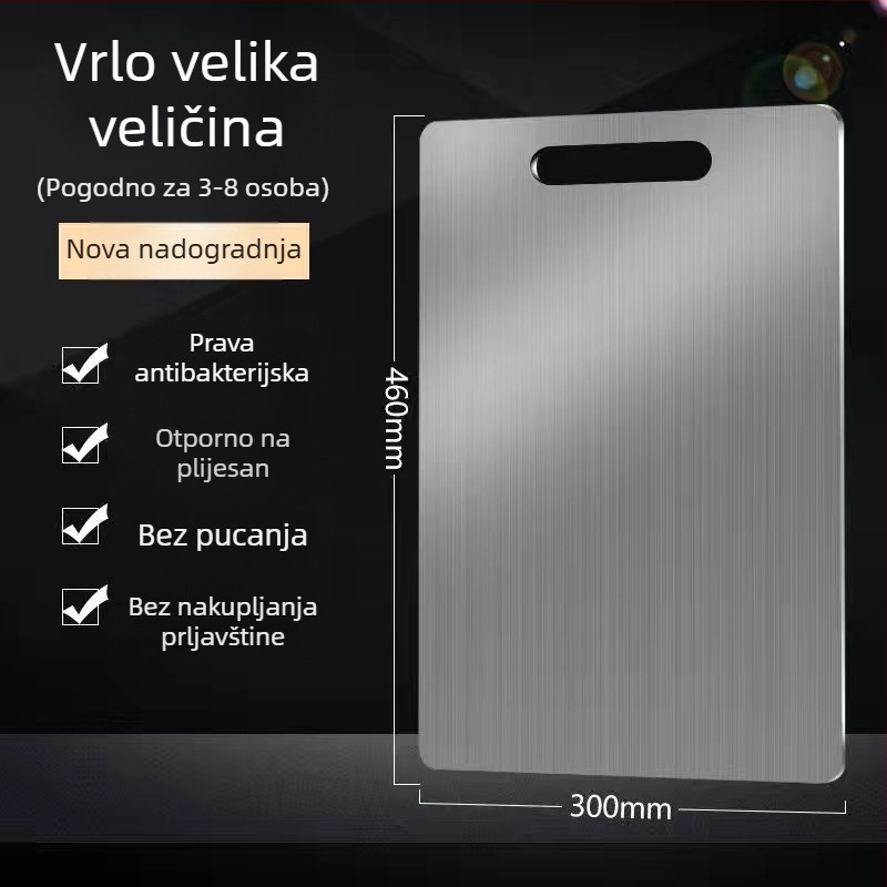 Nehrđajući čelik dvostrana ploča za rezanje, kuhinja, otporna na plijesan, za rezanje povrća, voća i tijesta