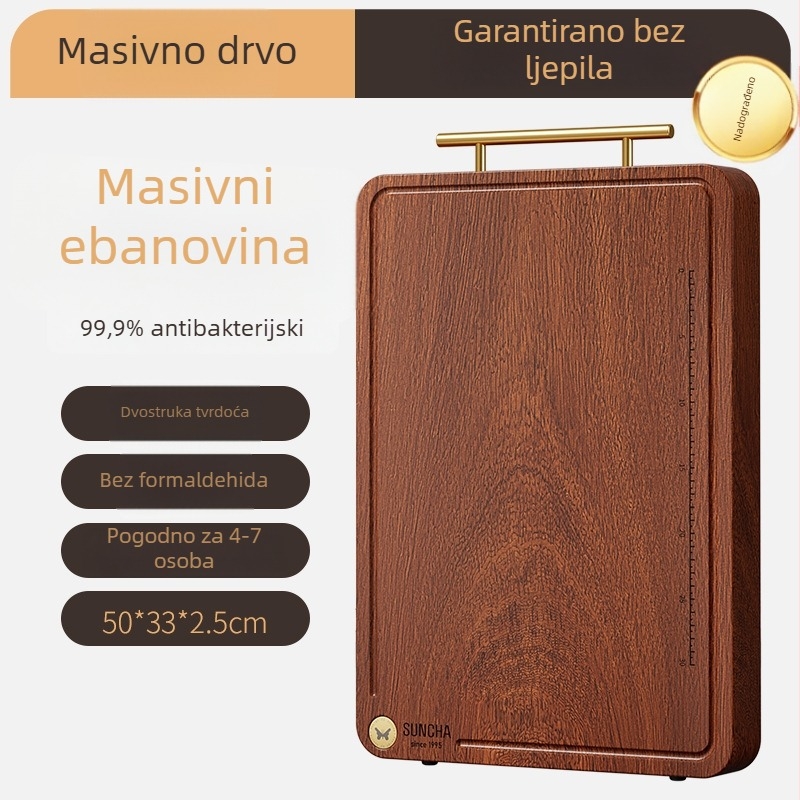 Daska za rezanje od ebenovog sandalovog drveta, dvostrana, masivno drvo, antibakterijska