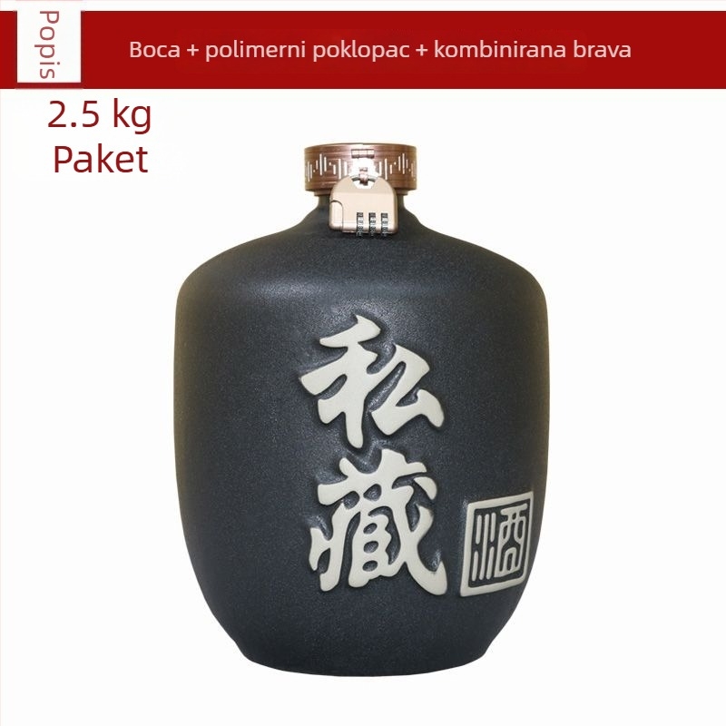 Keramička boca za alkohol, prazna, kineskog stila za kućnu upotrebu, retro mali zatvoreni spremnik