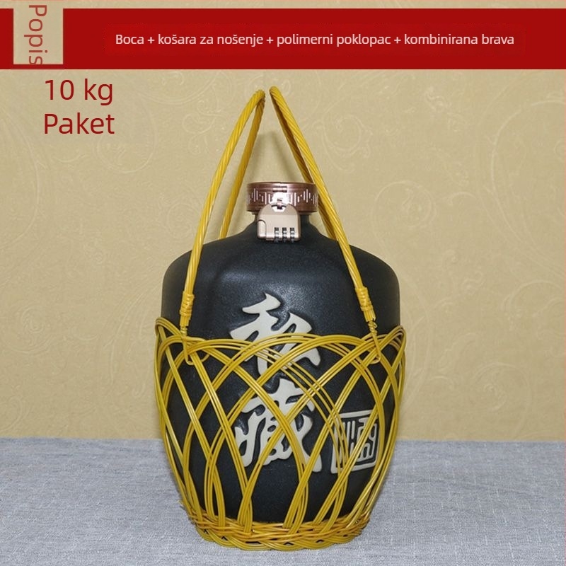 Keramička boca za alkohol, prazna, kineskog stila za kućnu upotrebu, retro mali zatvoreni spremnik