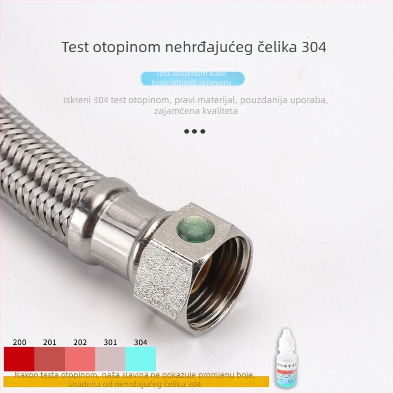 Prilagođeni fleksibilni spoj od 304 nehrđajućeg čelika, opleten, 1/2 inča, otporno na eksplozije, za grijač vode – ulaz tople i hladne vode