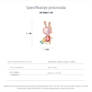 Svježa i slatka zec broš — modni životinjski ukras za sako