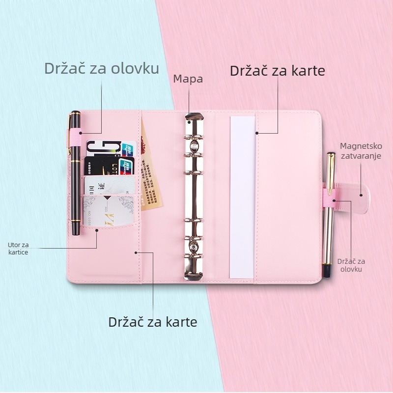 Starship Macaron bilježnica A6/A5, sladak stil japanskog i korejskog, kožna korica, razdvojeni listovi, 300–400 stranica