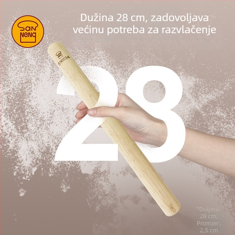 Velički drveni valjak za tijesto, kućna upotreba, pogodan za listove za knedle, tijesto za razvlačenje, rezance, pečenje — SN8034