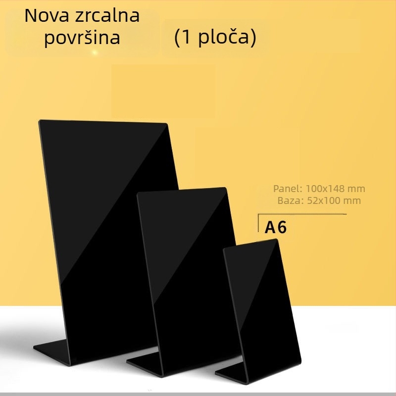 Dvostrana akrilna pločica za jelovnik s ručno pisanim tekstom, prikaz cijena, mala crna ploča za štand
