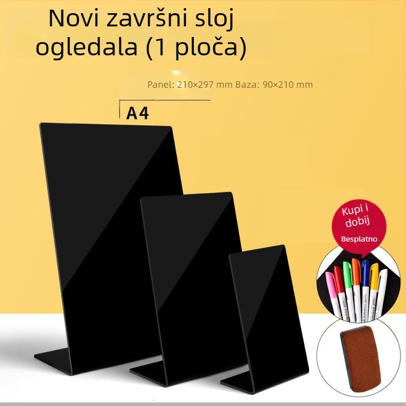 Dvostrana akrilna pločica za jelovnik s ručno pisanim tekstom, prikaz cijena, mala crna ploča za štand