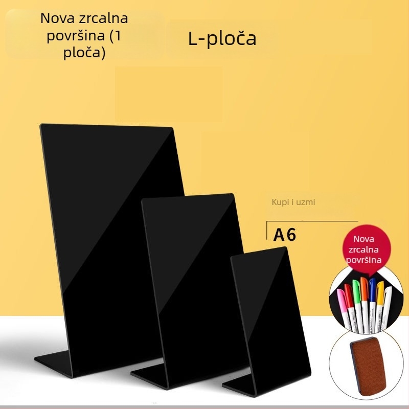 Dvostrana akrilna pločica za jelovnik s ručno pisanim tekstom, prikaz cijena, mala crna ploča za štand