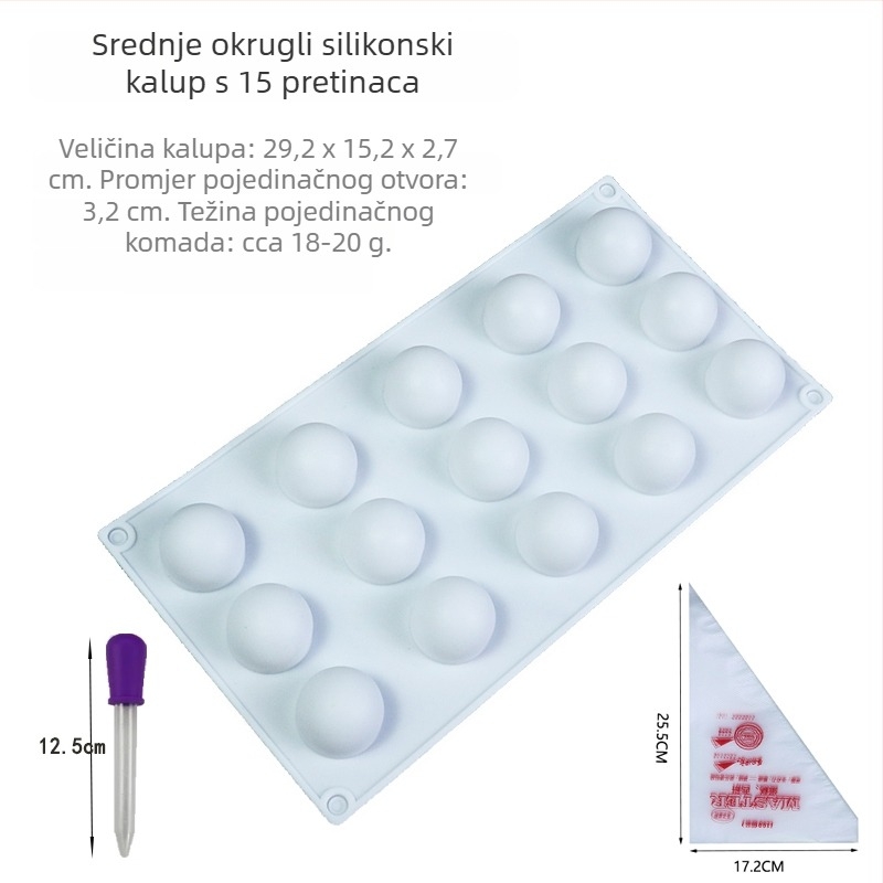 Silikon kalup za kuglaste mousse kekse s tekućim punjenjem; sfere dizajna za ledene kuglice i čokoladne bombone