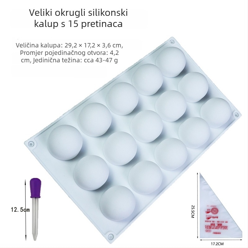 Silikon kalup za kuglaste mousse kekse s tekućim punjenjem; sfere dizajna za ledene kuglice i čokoladne bombone