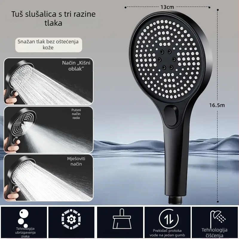 Ručna tuš glava s motivom vrtlo zvijezda, gumb za upravljanje, visok protok vode, kišni tuš, pojačan tlak