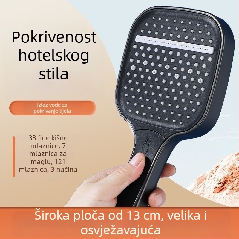 Set tuša sa četvrtastom glavom vodopada, fiksnim gornjim mlazom i ručnim tušem, 3 postavke, ABS