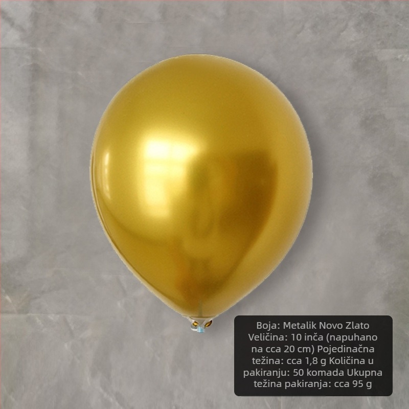 10-inčnih latex balona s metalnim završnim premazom, 1,8 g, za vjenčanja i otvorenja — zlatna, srebrna, krom