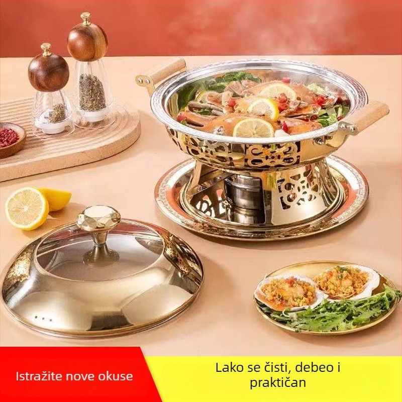 Mini nehrđajući lonac za hot pot s alkoholnim štednjakom, za jednu porciju, korejski stil, premaz protiv prijanjanja