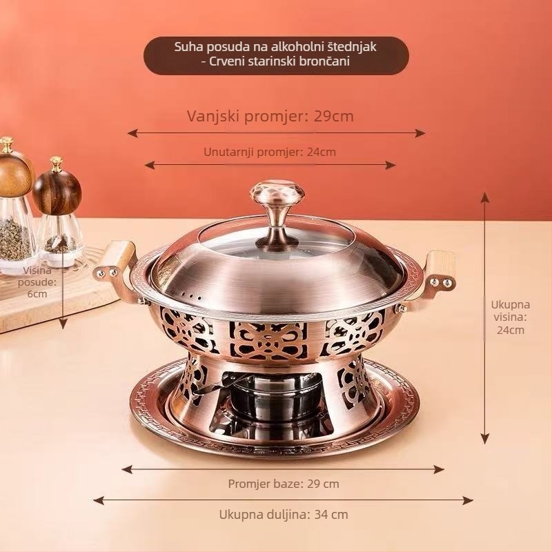 Mini nehrđajući lonac za hot pot s alkoholnim štednjakom, za jednu porciju, korejski stil, premaz protiv prijanjanja