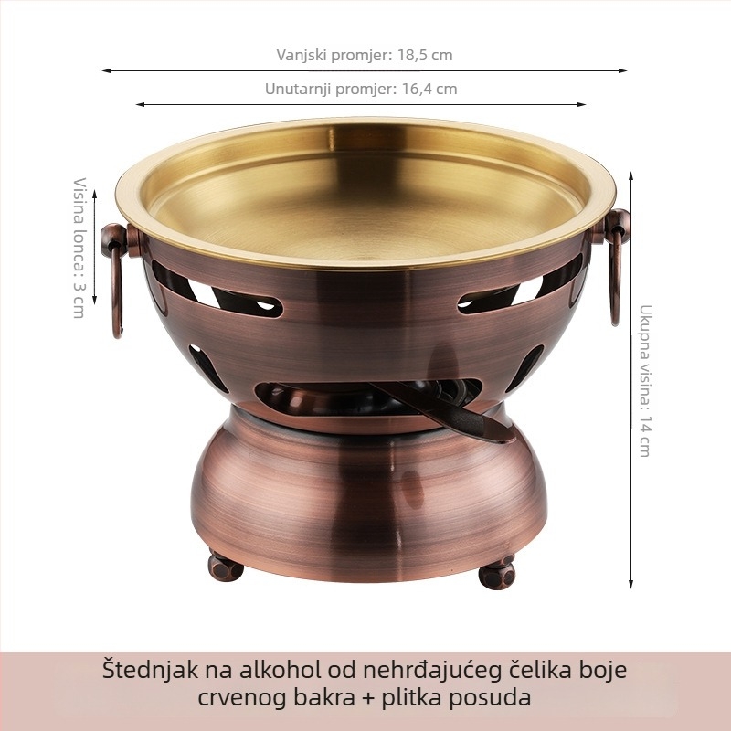 201 nehrđajući čelik, debeli, mini lonac za jednu osobu s vjetrozaštitnim alkoholi štednjakom