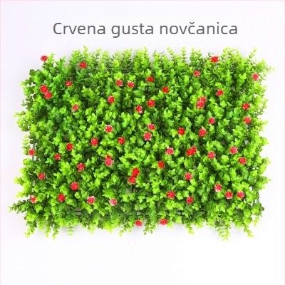 Umjetna stijena s biljem i travnjakom, zid od plastičnih cvjetova, vanjska pozadina s travom za dekor, vrlo realističan izgled.