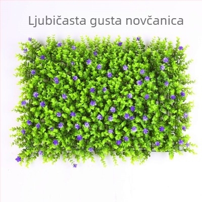 Umjetna stijena s biljem i travnjakom, zid od plastičnih cvjetova, vanjska pozadina s travom za dekor, vrlo realističan izgled.
