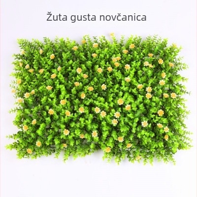 Umjetna stijena s biljem i travnjakom, zid od plastičnih cvjetova, vanjska pozadina s travom za dekor, vrlo realističan izgled.