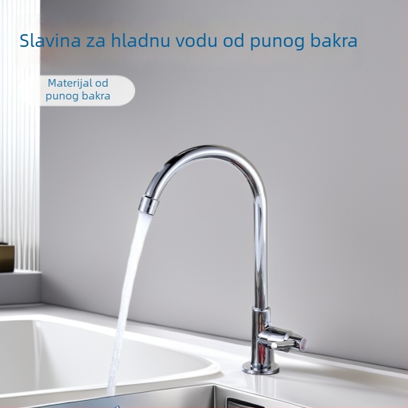 Kuhinjski bakreni slavina za hladnu vodu, jednoručna, 1/2-inčni priključak