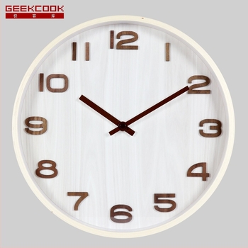 Drveni minimalistički okrugli zidni sat, 35 cm, elegantni brojevi, retro kineski stil