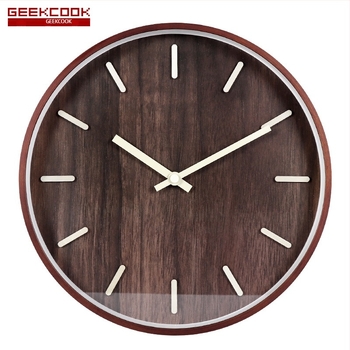 Drveni minimalistički okrugli zidni sat, 35 cm, elegantni brojevi, retro kineski stil