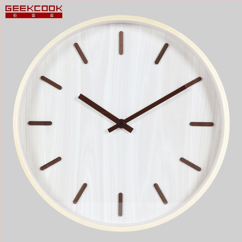 Drveni minimalistički okrugli zidni sat, 35 cm, elegantni brojevi, retro kineski stil
