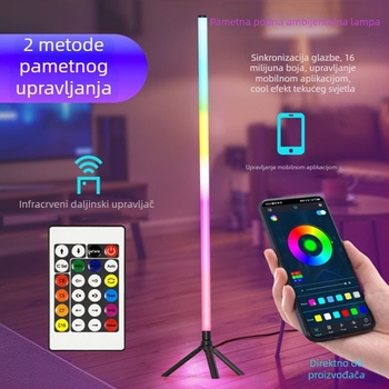 Stojeća podna lampa s Bluetooth RGB ambijentalnim osvjetljenjem, kutna USB lampa, upravljanje aplikacijom, za dnevni boravak i spavaću sobu, graffiti stil