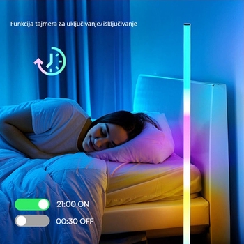 Stojeća podna lampa s Bluetooth RGB ambijentalnim osvjetljenjem, kutna USB lampa, upravljanje aplikacijom, za dnevni boravak i spavaću sobu, graffiti stil