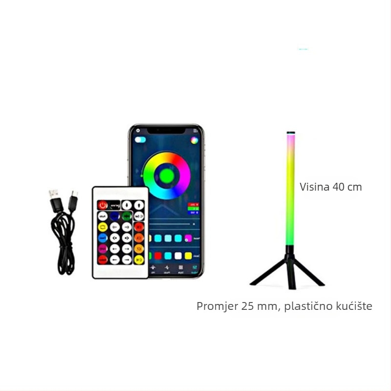 Stojeća podna lampa s Bluetooth RGB ambijentalnim osvjetljenjem, kutna USB lampa, upravljanje aplikacijom, za dnevni boravak i spavaću sobu, graffiti stil