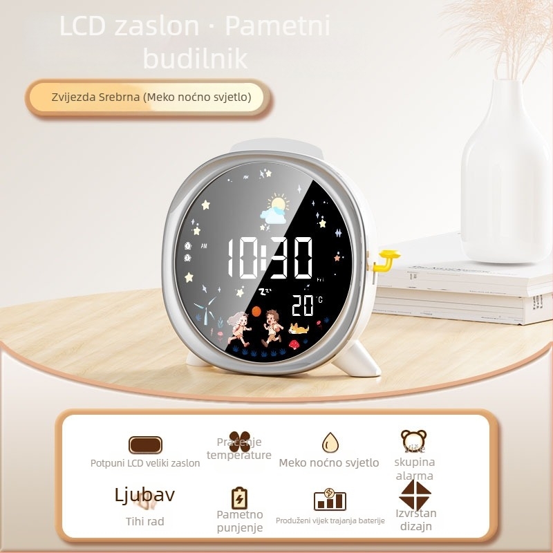 Pametni LED stolni sat s velikim zaslonom, za učenike, digitalni budilnik s prikazom temperature