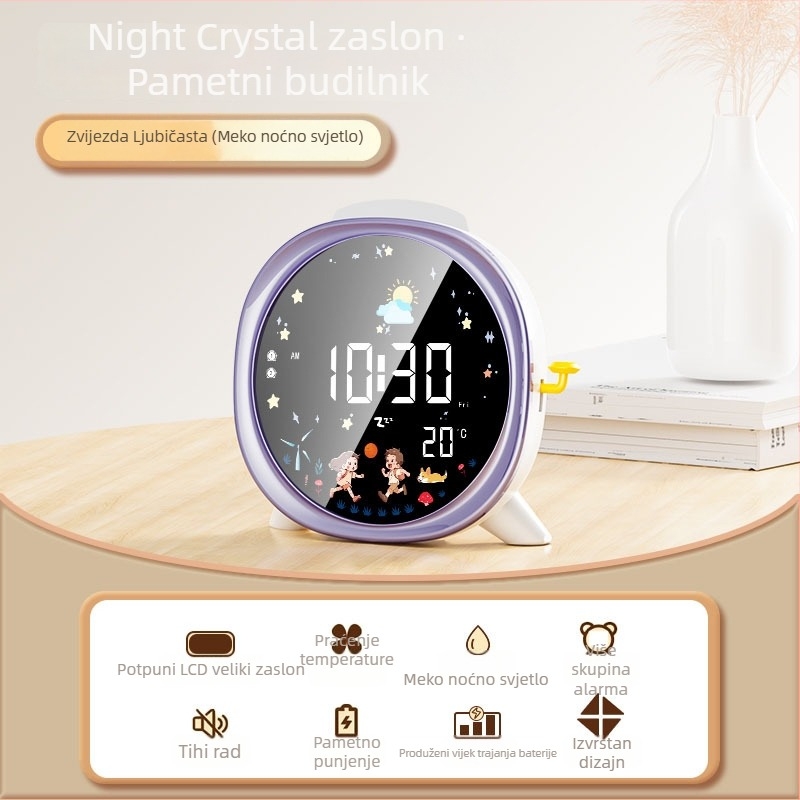 Pametni LED stolni sat s velikim zaslonom, za učenike, digitalni budilnik s prikazom temperature