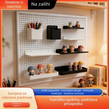 Metalni perforirani panel za kuhinju – pokretni organizator za pohranu, viseći koš za izlaganje, pladanj, držač za olovke, kutija za materijale, višenamjenski dodaci