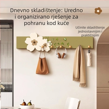 Slika za zid kremaste boje za hodnik s prostorom za skladištenje, zidna dekorativna slika s vješalicom za kapute i kukama za ključeve