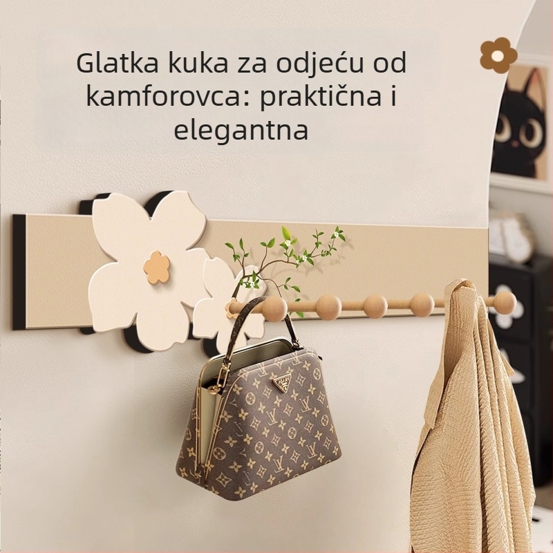 Slika za zid kremaste boje za hodnik s prostorom za skladištenje, zidna dekorativna slika s vješalicom za kapute i kukama za ključeve