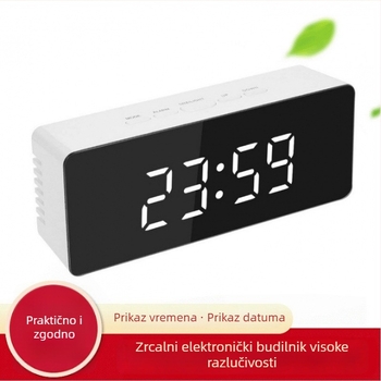 LED moderni minimalistički budilnik sa zrcalnom površinom i digitalnim prikazom temperature
