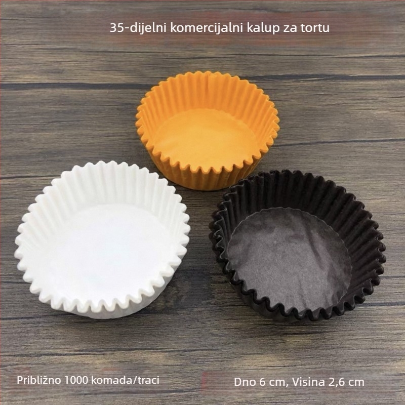 Papirne podloške za torte i baze za tartove kolače, muffine i čaše za tijesto; velike, srednje i male veličine; otporne podloge za pečenje na ulje; čašice s jagodama