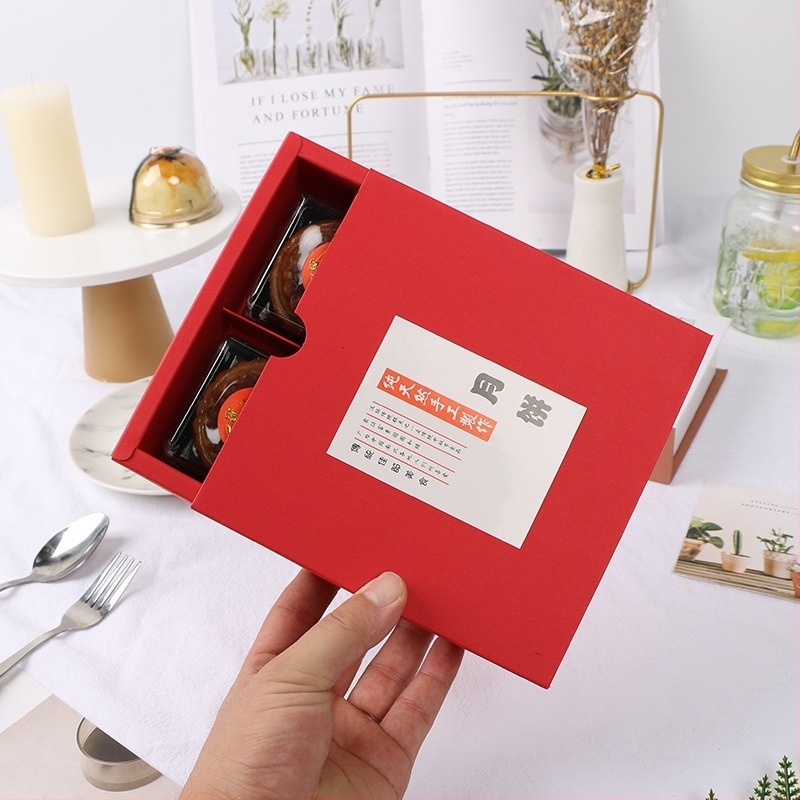 Set od 4 kutija za mooncake s Ice-Skin izgledom, 80 g po komadu, matno proziran jednofarban dizajn, od papira, otprilike 7,3 × 7,3 × 5 cm.