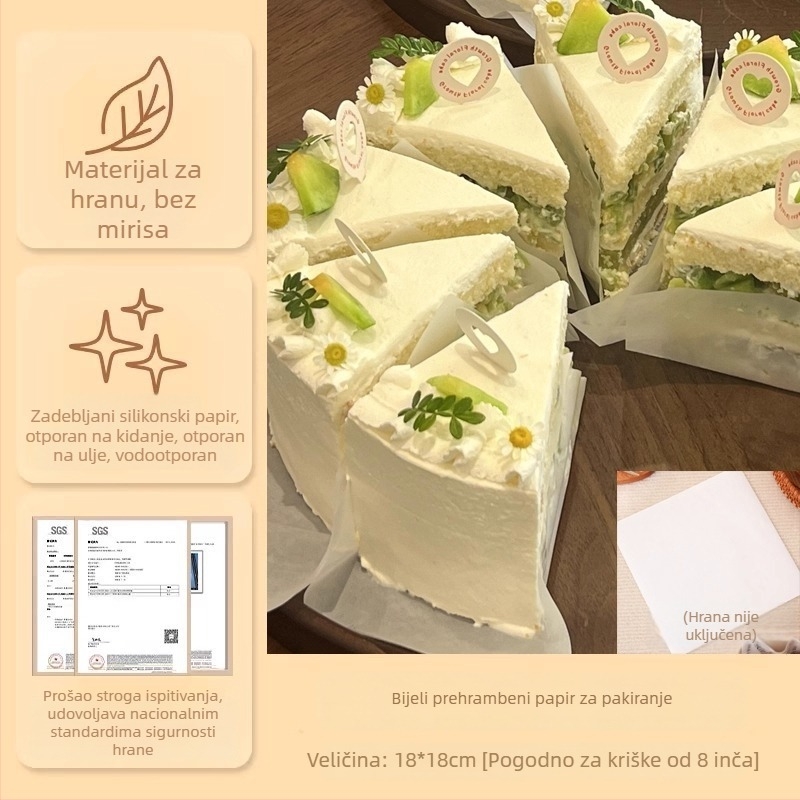 Tiramisu torta omotač s prozirnim papirom za pečenje i PE premazanim podlogama za slastice