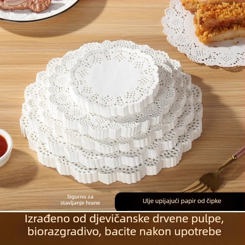 Papir za pečenje s apsorpcijom masnoće, s uzorkom cvjetne čipke, za kuhinju, kolače i pizzu