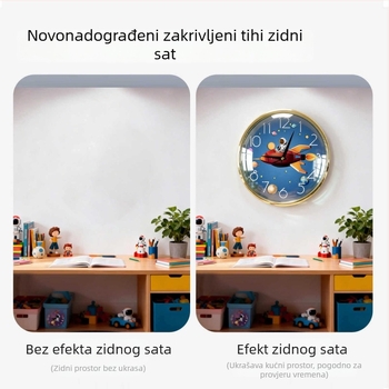 Zidni sat s astronautom za dječju sobu i dnevni boravak, kružni, tihi kvarcni sat