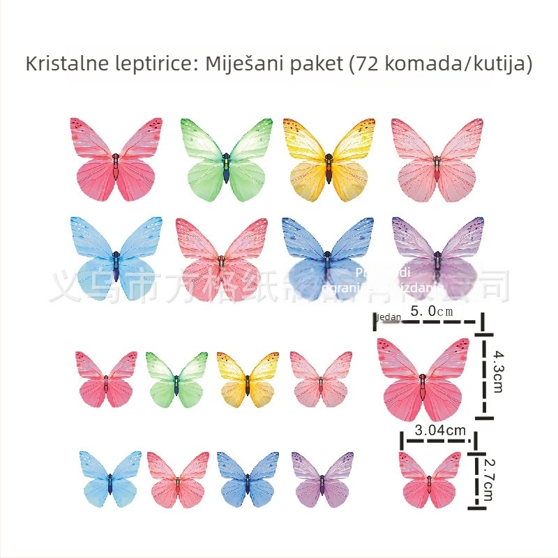 Kreativna tortna dekoracija od rižinog papira s ružom i kristalnom leptir, višebojni waferski papir za tisak