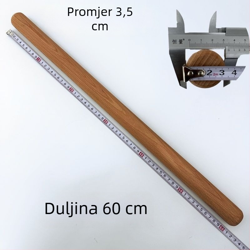 Valjak za tijesto od bukova drveta, kućna upotreba, čvrsto drvo, različite veličine